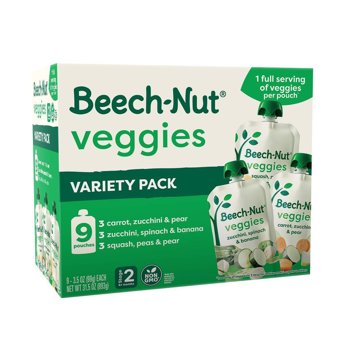 Beech-Nut Veggie Baby Food Pouch Variety Pack - 3.5oz/9ct | Target