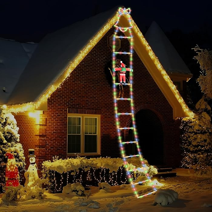 Christmas Light Decorations Outdoor Indoor 3.3M/130 Inches,Xmas Decoration Ladder Light Decor San... | Amazon (UK)