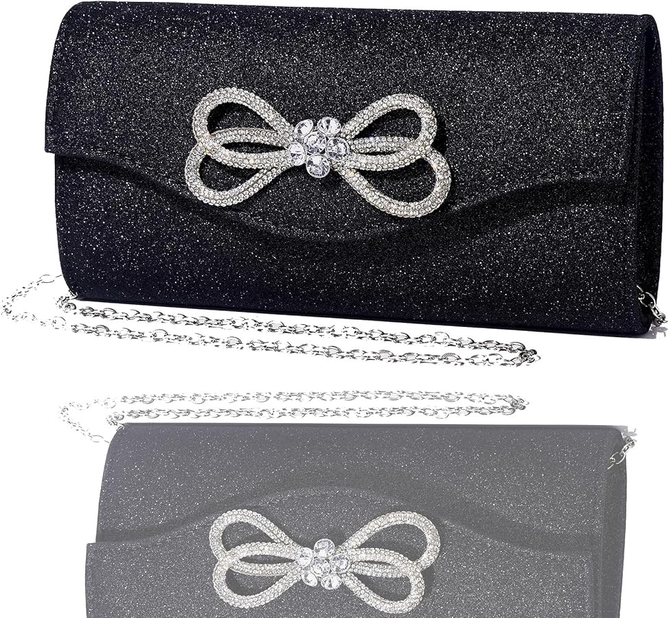 Women Diamond Bow Evening Bag Rhinestone Clutch Purse Wedding Prom Purse Formal Cocktail Party Ha... | Amazon (US)