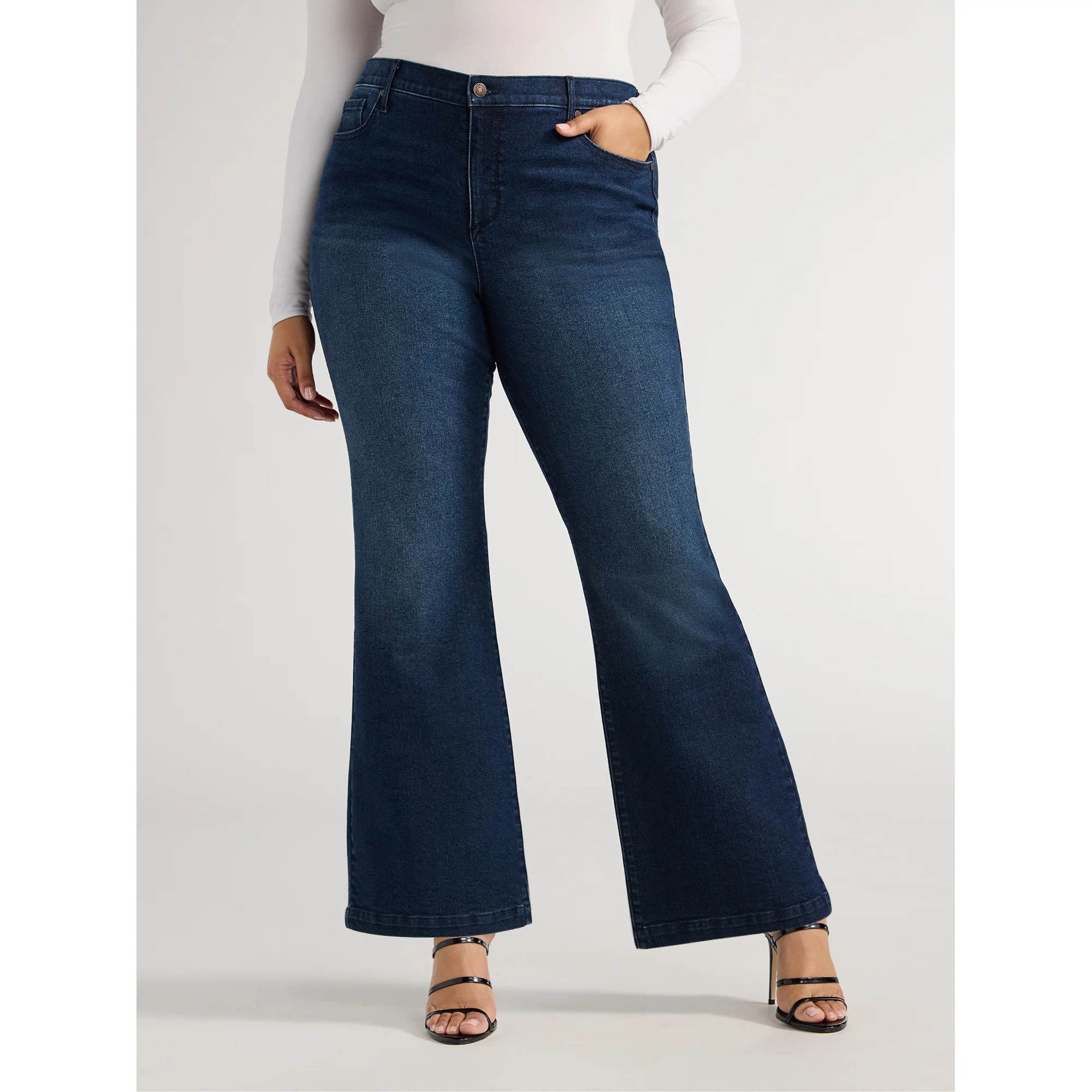 Sofia Jeans Women's Melissa Flare High Rise Jeans, 33.5" Inseam, Sizes 0-20 | Walmart (US)