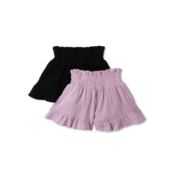 Wonder Nation Girls’ Ruffle Shorts, 2-Pack, Sizes 4-18 & Plus - Walmart.com | Walmart (US)