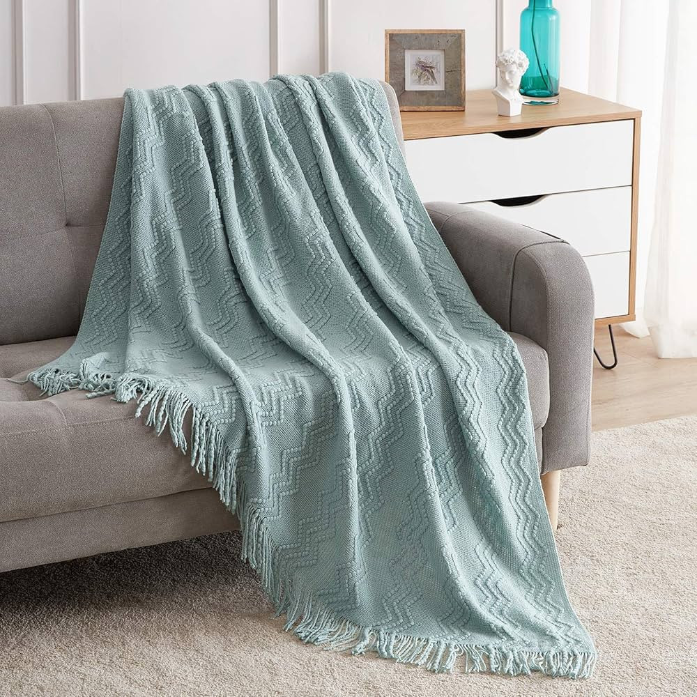BOURINA Throw Blanket Textured Solid Soft Sofa Throw Couch Cover Knitted Decorative Blanket, 50"x... | Amazon (US)