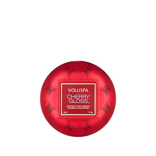 Voluspa Cherry Gloss Mini Tin Candle, 4 oz, Coconut Wax Blend, Scented Candles for Home, 25 Hour Burn Time, Fruity Candle, Handcrafted in the USA | Amazon (US)