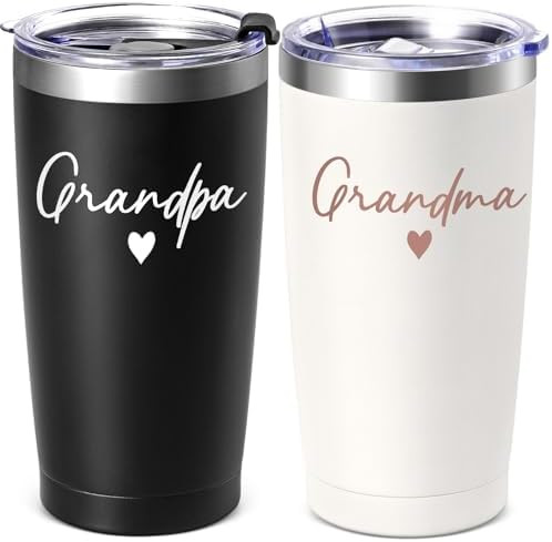 Lifecapido Grandparents Gifts, 20oz Grandma and Grandpa Stainless Steel Travel Tumbler Set, Grand... | Amazon (US)