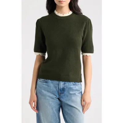 WAYF Everett Short Sleeve Sweater in Hunter at Nordstrom, Size X-Large | Nordstrom