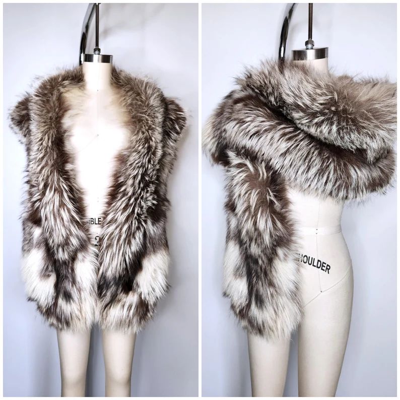 Vintage FOX Fur Collar Boa Extra Long Fur Stole Shawl Shrug - Etsy | Etsy (US)