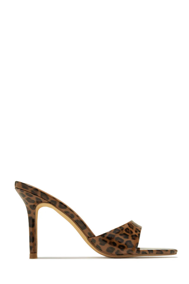 Miss Lola | Kelia Leopard Mid Heel Mules | MISS LOLA