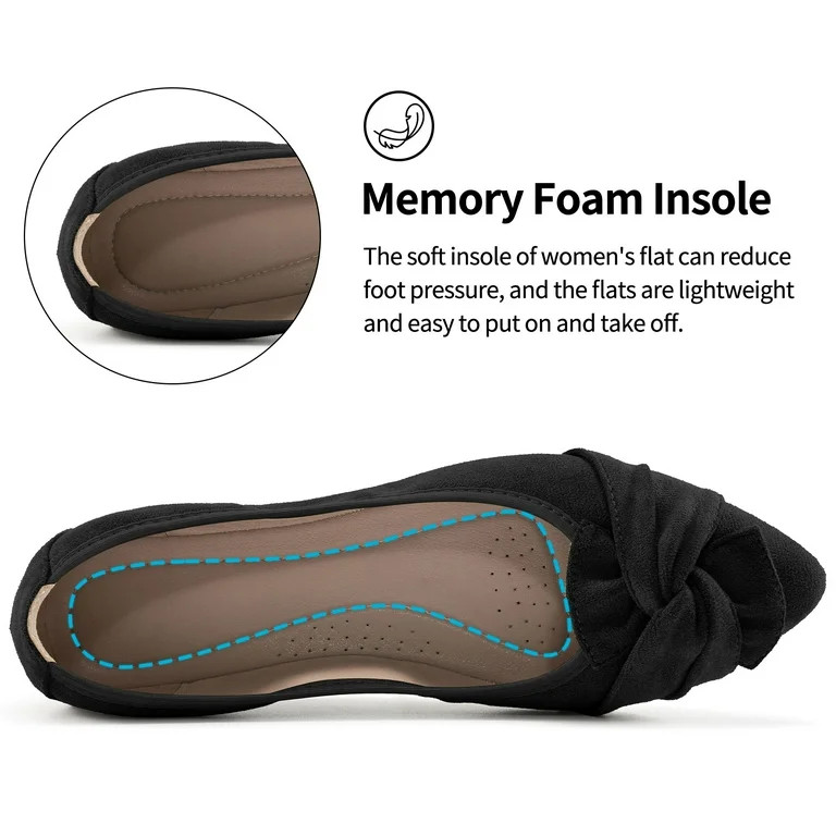 Ecetana Womens Flats Pointed Toe Ballet Flats for Women Comfort Soft Slip On Flat Shoes | Walmart (US)