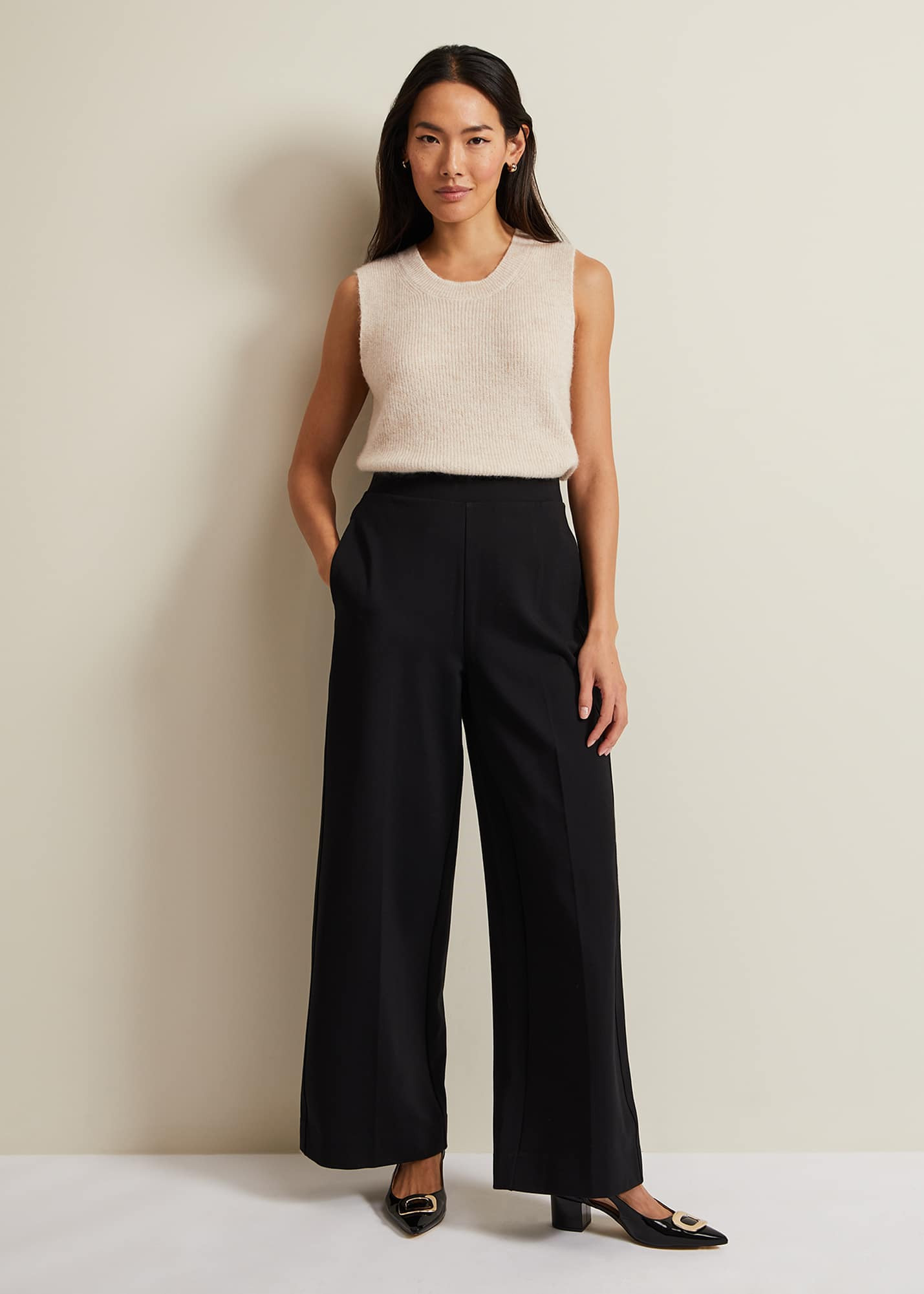 Phase Eight Women's Mila Ponte Wide Leg Trousers | Phase Eight (UK)
