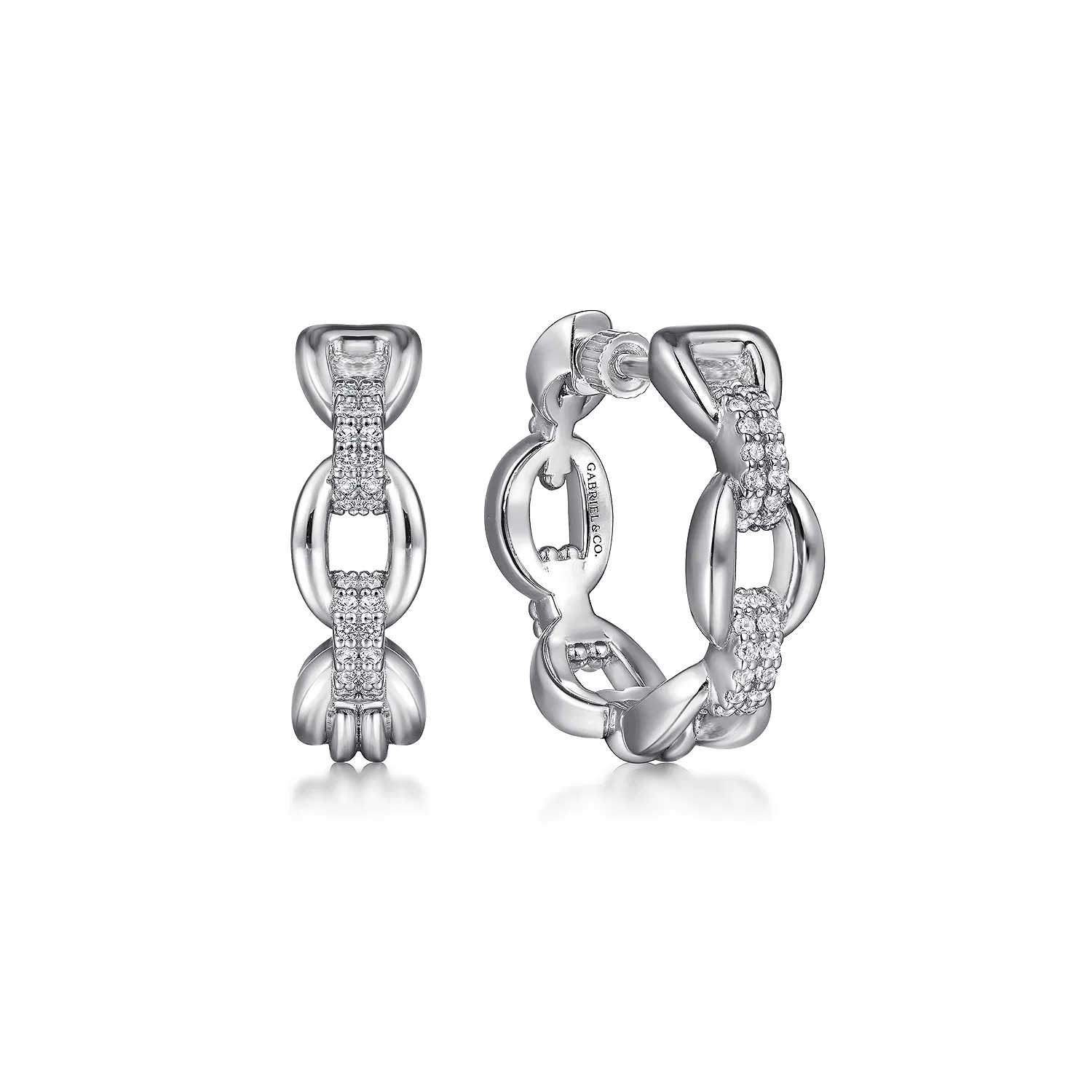 925 Sterling Silver White Sapphire Bujukan Link Chain Earrings | Gabriel & Co. Fine Jewelry And Bridal
