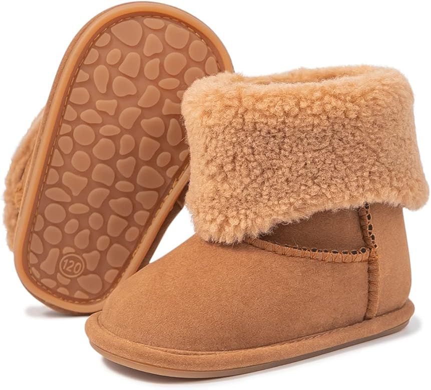 HsdsBebe Baby Boys Girls Snow Boots Premium Button Non Slip Soft Sole Toddler First Walker Winter Wa | Amazon (US)