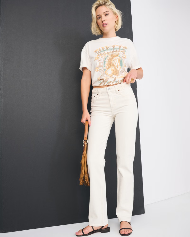 Women's Mid Rise 90s Straight Jean | Women's Bottoms | Abercrombie.com | Abercrombie & Fitch (UK)