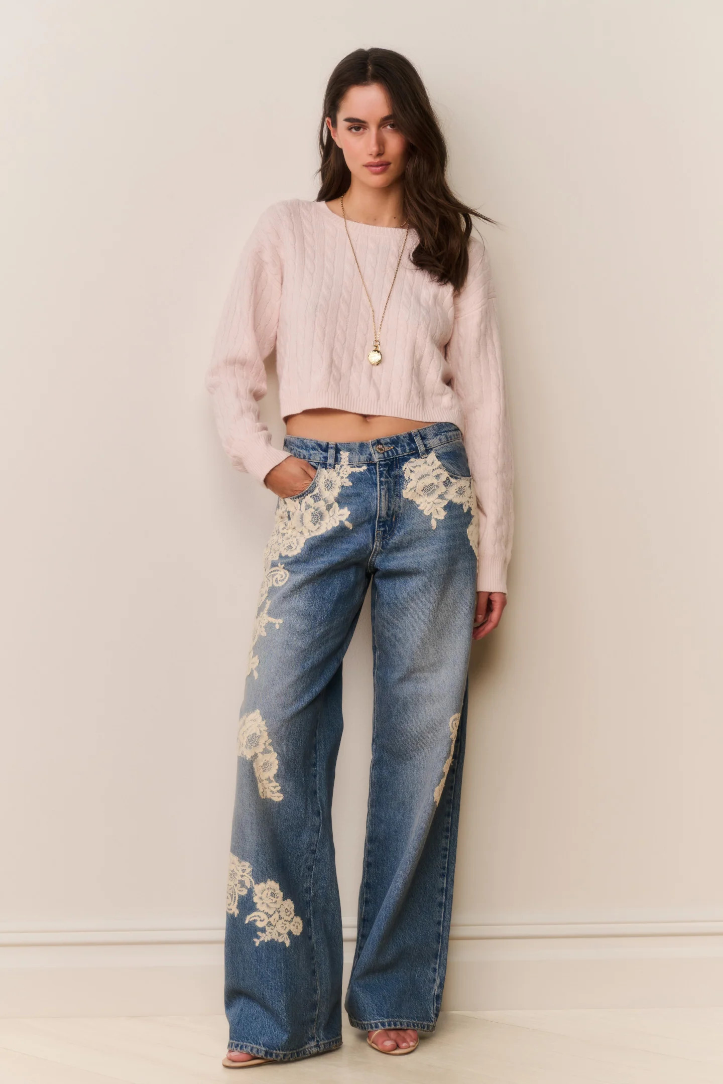 Bambie Lace Appliqué Jeans | LoveShackFancy