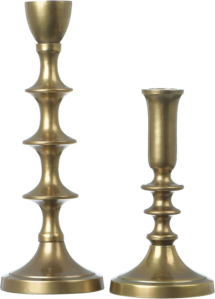 Creative Co-Op Gold, Set of 2 Taper Holder, Black | Amazon (US)