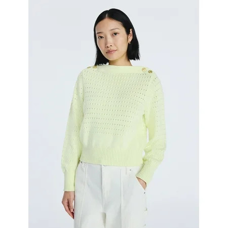 Free Assembly Women's Button Shoulder Sweater with Long Sleeves, Sizes XS-XXL | Walmart (US)