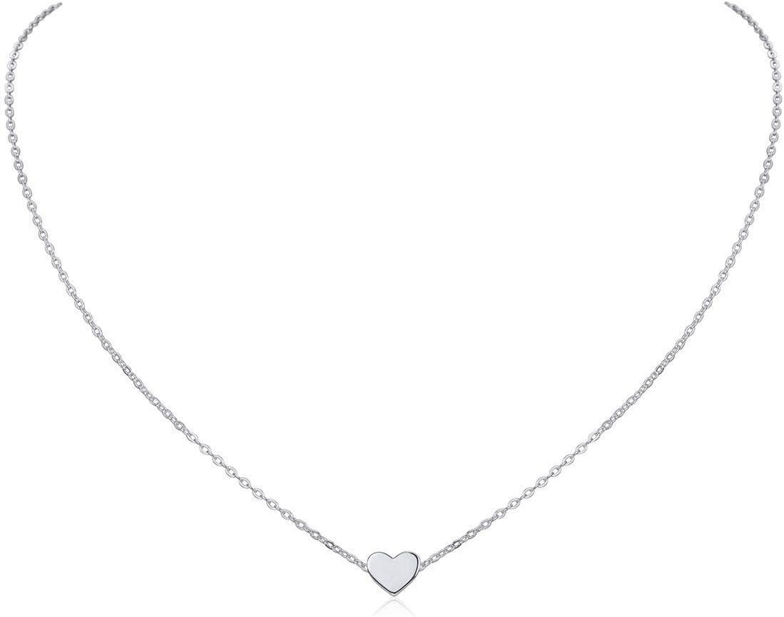 ChicSilver Personalized 925 Sterling Silver Dainty Small Heart/Star/Moon/Dot/Triangle Pendant Nec... | Amazon (US)