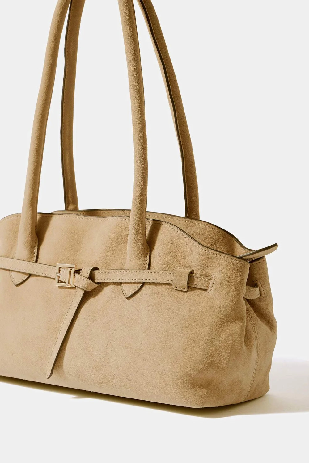 Brooke Neutral Suede Shoulder Bag | Mint Velvet
