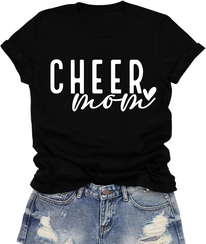 Cheer Mom Shirt for Women Game Day Mama Tshirt Mama Cheerleading Tee Tops | Amazon (US)
