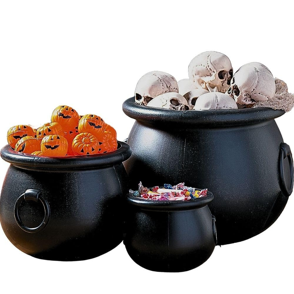 Fun Express Black Cauldron Pack of 3 (16", 12", 8") Cauldron Bowl for Halloween Party Decorations... | Amazon (US)