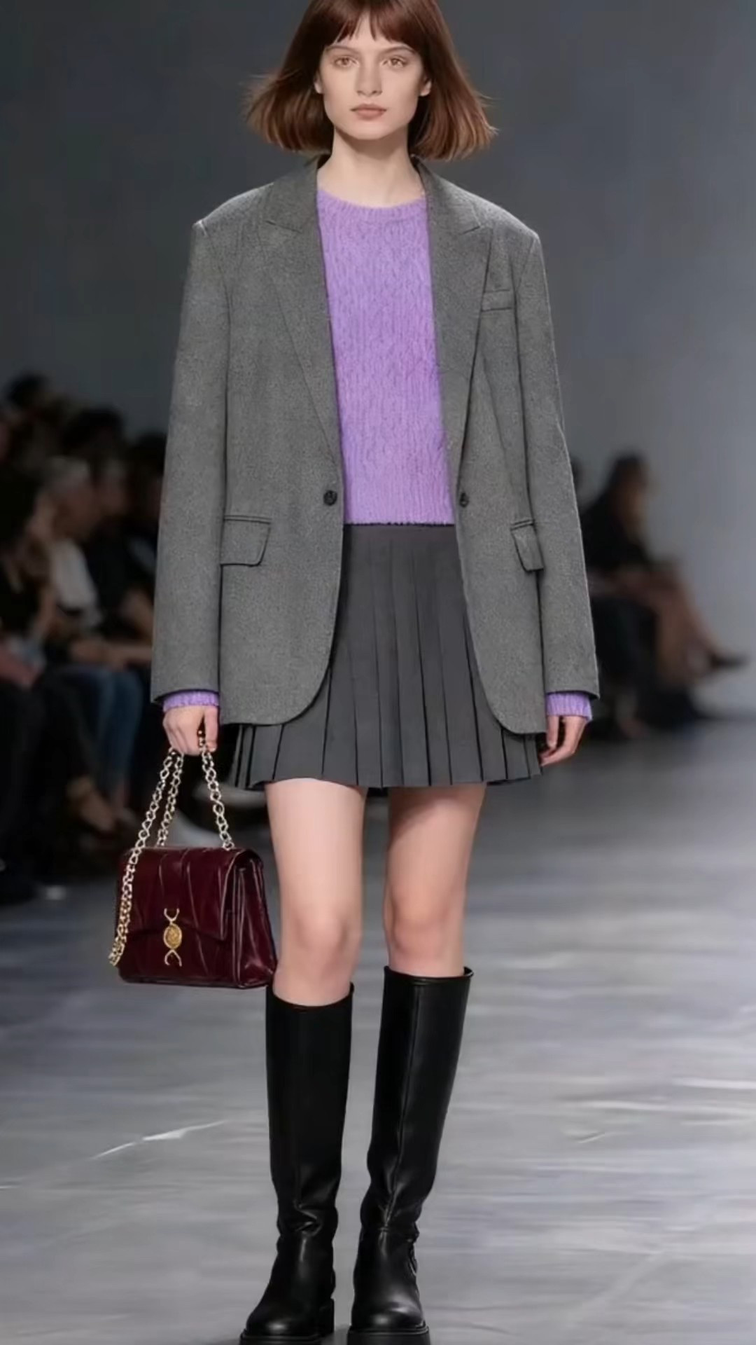 💜 Girls, this retro preppy fit is my new fall/winter go-to! The oversized grey blazer brings that effortless slouchy vibe, paired with a dreamy soft lavender sweater, a classic pleated mini skirt, and sleek knee-high boots. That burgundy quilted bag is the perfect luxe finishing touch for a look that’s equal parts cozy and chic.

#RetroPreppyVibes #FallWinterOOTD #GreyBlazerOutfit #LavenderSweater #KneeHighBoots #LTKStyleTip

#LTKootd