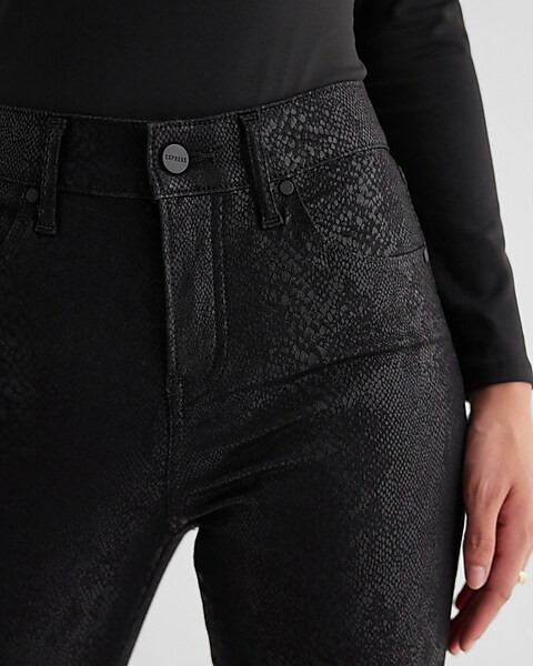 Mid Rise Black Coated Snakeskin Skyscraper Jeans | Express