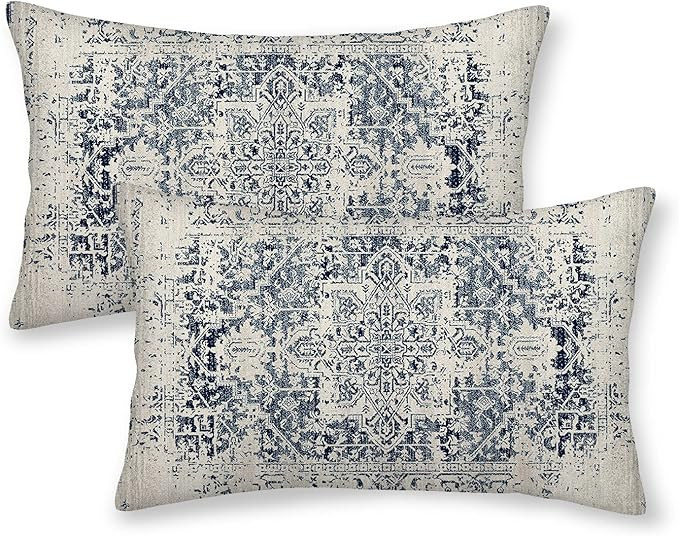 Juego de 2 fundas de almohada lumbar boho de 12 x 20 pulgadas, diseño étnico, fundas decorativa... | Amazon (US)