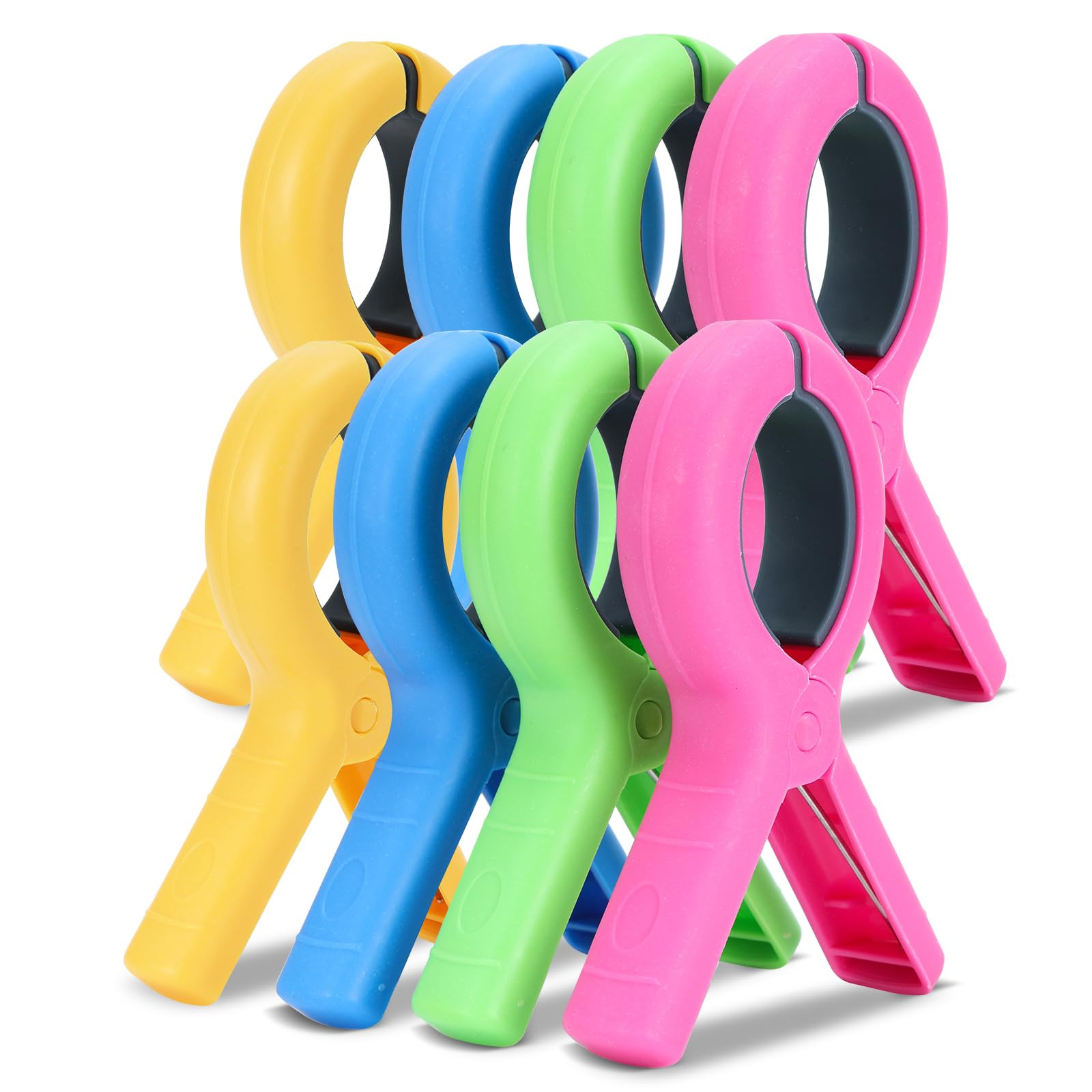 Large Beach Towel Clips for Beach Chairs 5.1 Inch, 8 Pack Towel Clip for Chair Cruise Pool, Clothes Pins Jumbo Size 4 Colors | Amazon (US)