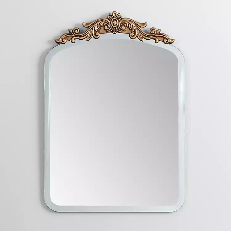 New! White and Gold Ornate Top Beveled Mirror | Kirkland's Home