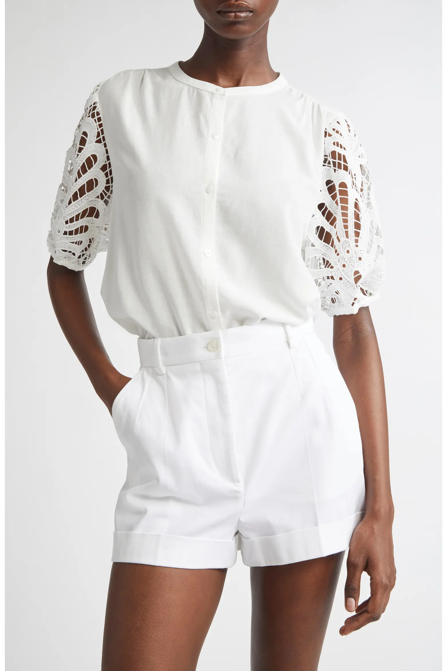 Gia Lace Sleeve Button-Up Top (Women) | Nordstromrack | Nordstrom Rack