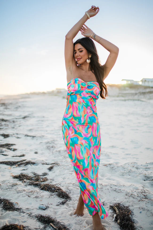 Bags Are Packed In Kaleidoscope Dreams Satin Strapless Dress SALE | Pink Lily