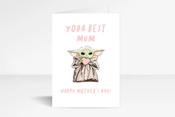 Baby Yoda Mother's Day Card | Hand Drawn Mandalorian The Child | Yoda Best Mum | Mother’s Day C... | Etsy (US)