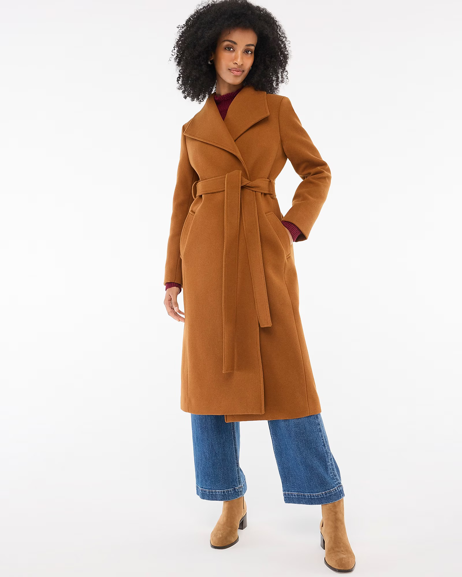 Petite belted wool-blend coat | J.Crew Factory