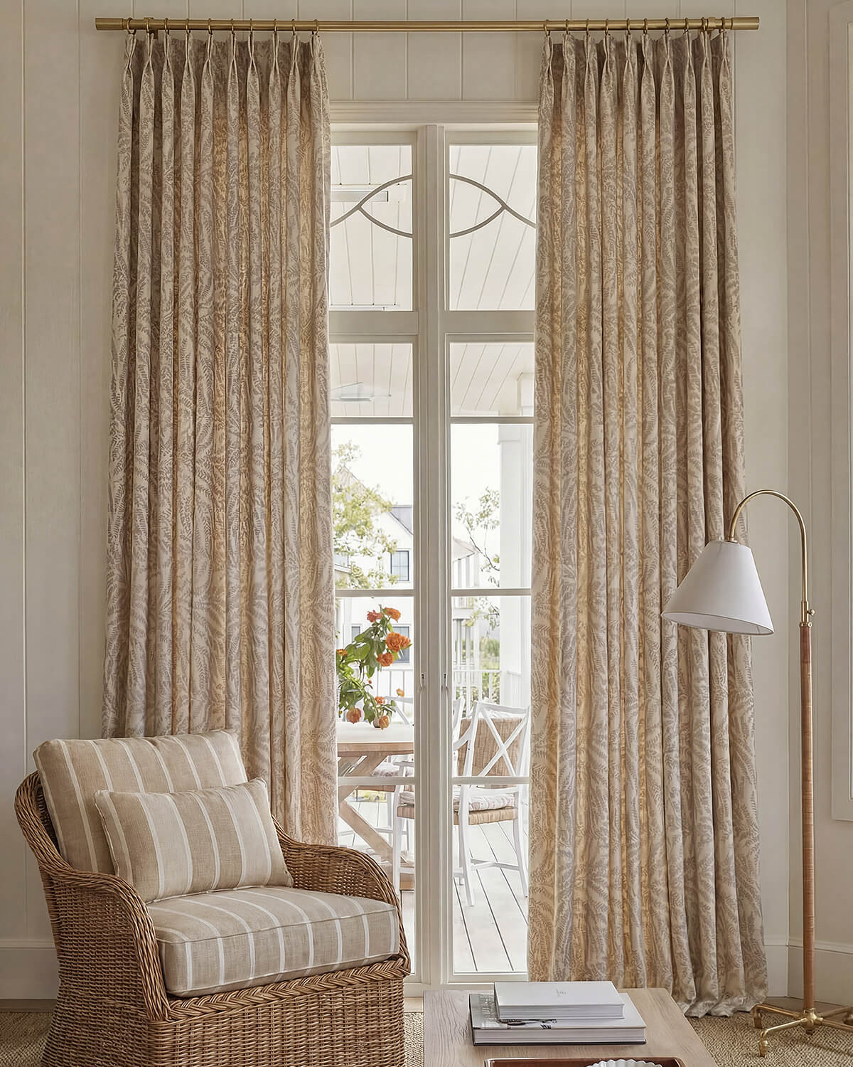 Mila Leaf Pattern Pinch Pleated Drapes – Custom Pinch Pleat | THREE GIRLS | Three Girls Curtains
