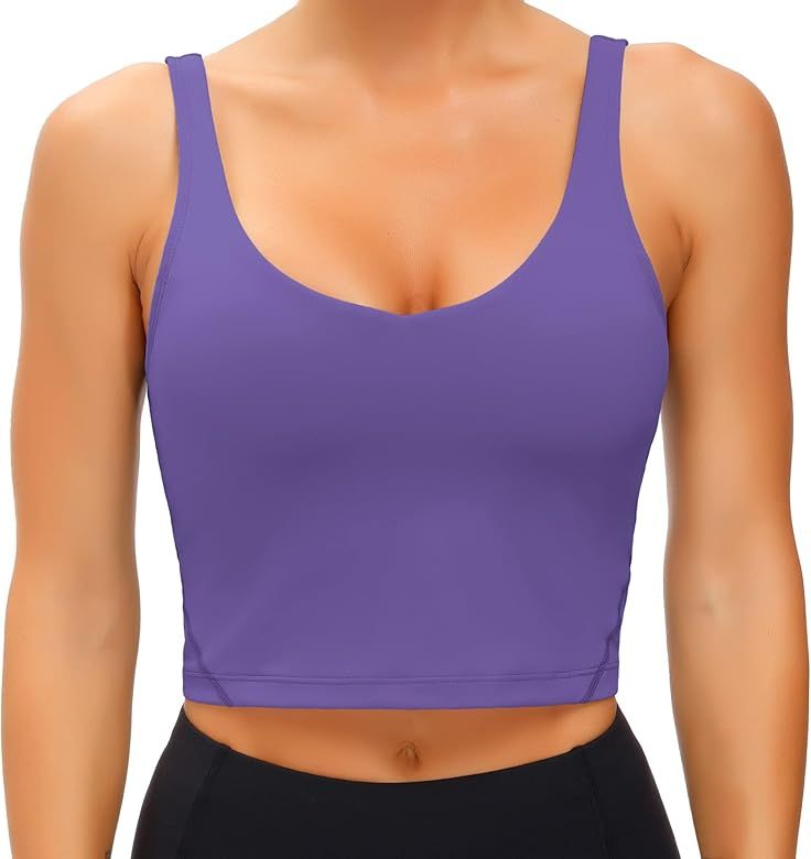 Wjustforu Women's Tank Top Padded Sports Bra Running Workout Yoga Crop Top | Amazon (US)