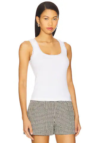 DONNI. Vintage Rib Lace Tank Top in Powder from Revolve.com | Revolve Clothing (Global)