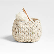Rulon White Small Open Storage Tote Basket + Reviews | Crate & Barrel | Crate & Barrel