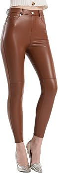 Tagoo Faux Leather Leggings for Women High Waisted Pleather Pants Stretch Tights with Pockets | Amazon (US)