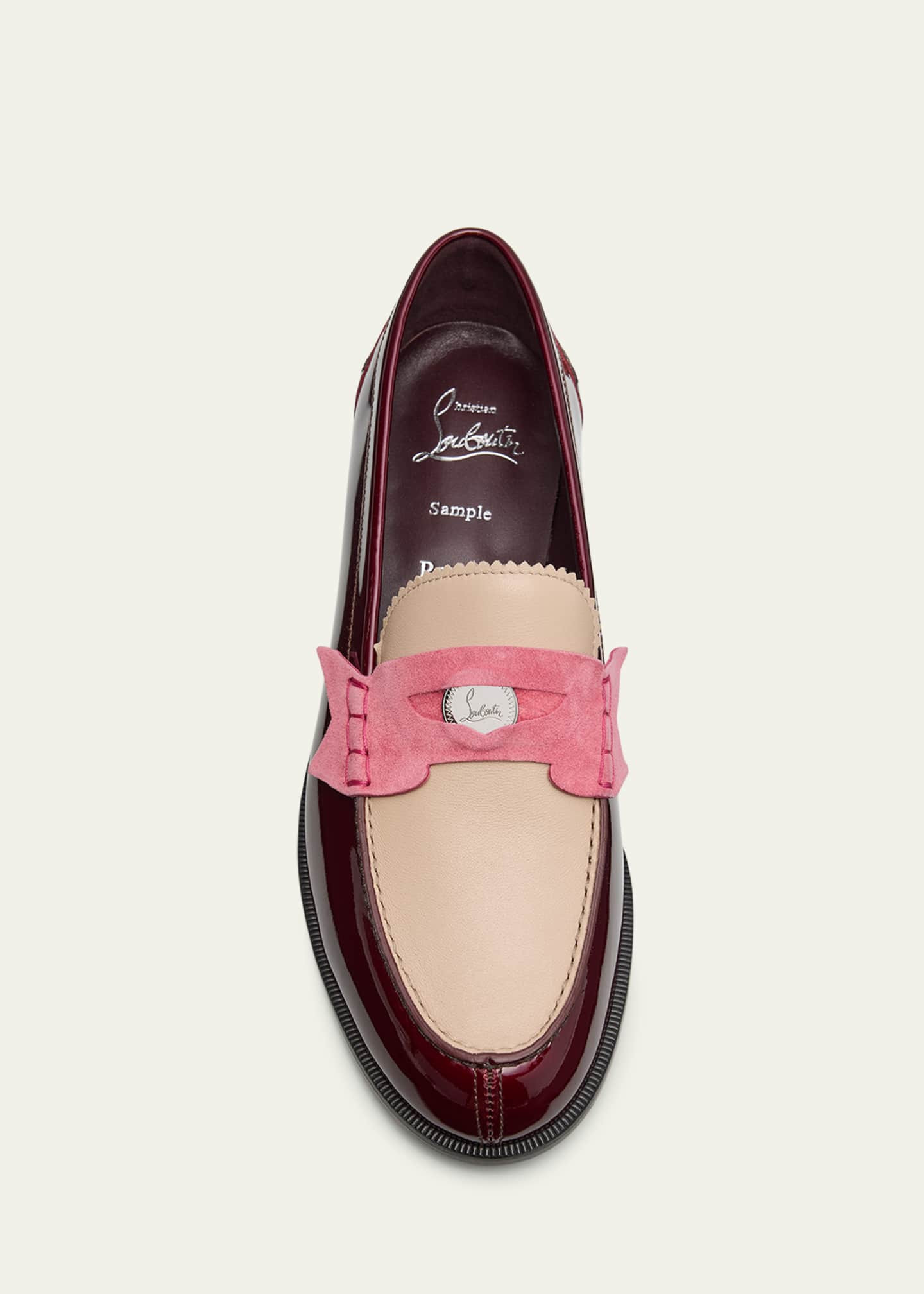 Christian Louboutin Donna Colorblock Mixed Leather Red Sole Penny Loafers | Bergdorf Goodman