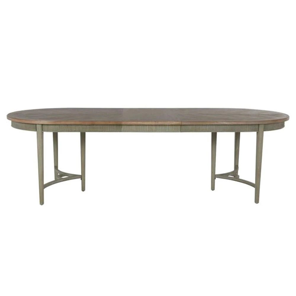 Whitlock Natural Wood Patterned Extendable Oval Dining Table - 86-106"W | Kathy Kuo Home