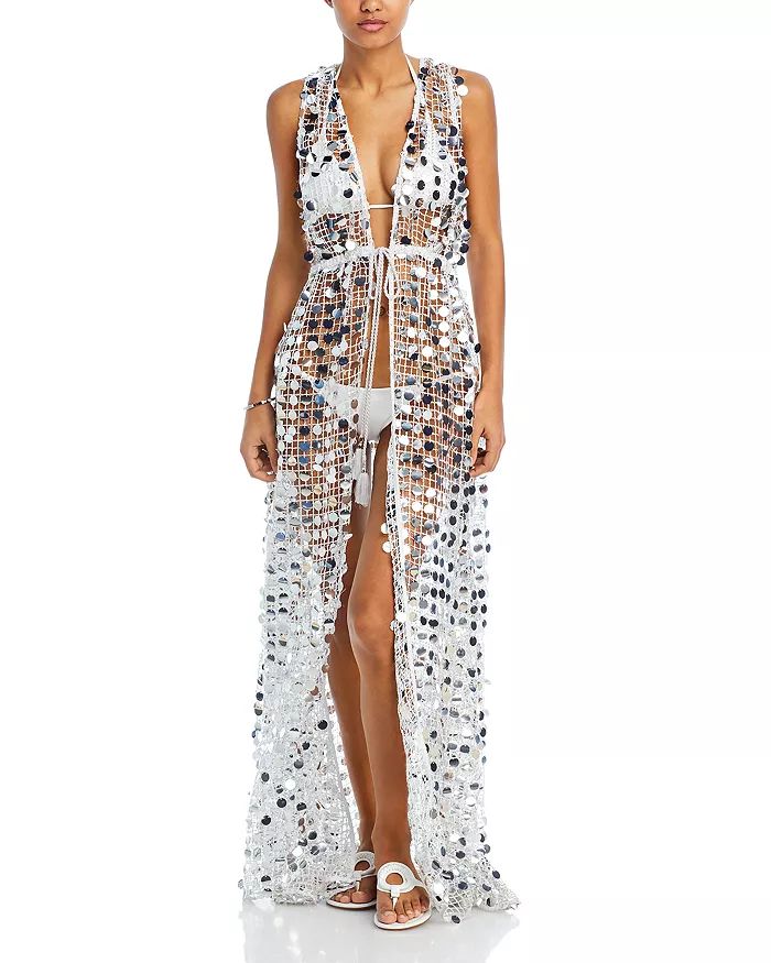 Michaela Mirror Sequin Mesh Maxi Dress Swim Cover-Up | Bloomingdale's (US)