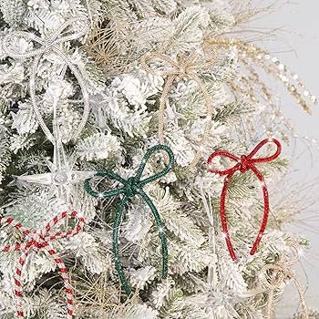 FLAIR GIFTS 2025 Christmas Bow Ornaments, Pack of 6 Champagne Gold Sparkly Glitter Rhinestone Bow... | Amazon (US)