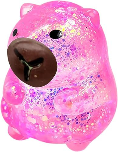 Glitter Capybara Squishies Fidget Toy – Soft Sensory Stress Ball, Cute Glitter Capybara Figurine, Portable Stress Relief Toy for Adults (1 Pink) | Amazon (US)
