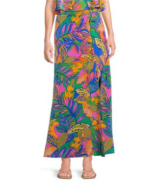 Sugarlips Kenzie High Waisted Multi Tropical Floral Satin Maxi Skirt | Dillard's | Dillard's