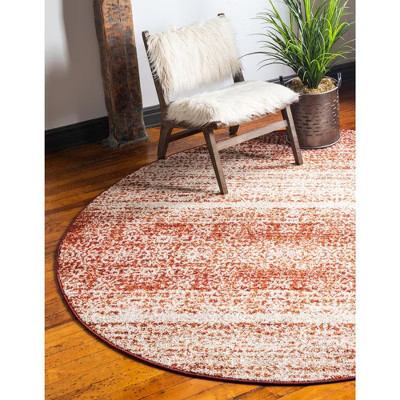 Unique Loom Autumn Collection Area Rug - Traditions (7' 10" Round Terracotta/Beige) | Target