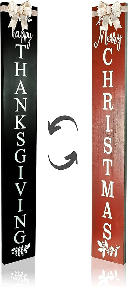 2in1 Merry Christmas Welcome Sign for Front Door Standing, Happy Thanksgiving Sign for Front Porc... | Amazon (US)