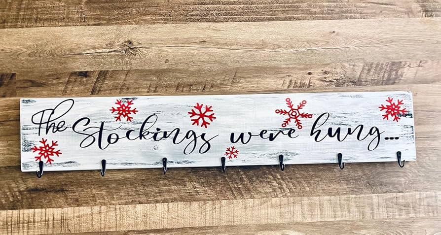 Rustic Wood Plaque Sign Vintage Fun The Stockings Were Hung Christmas Decor Christmas Stocking Ha... | Amazon (US)