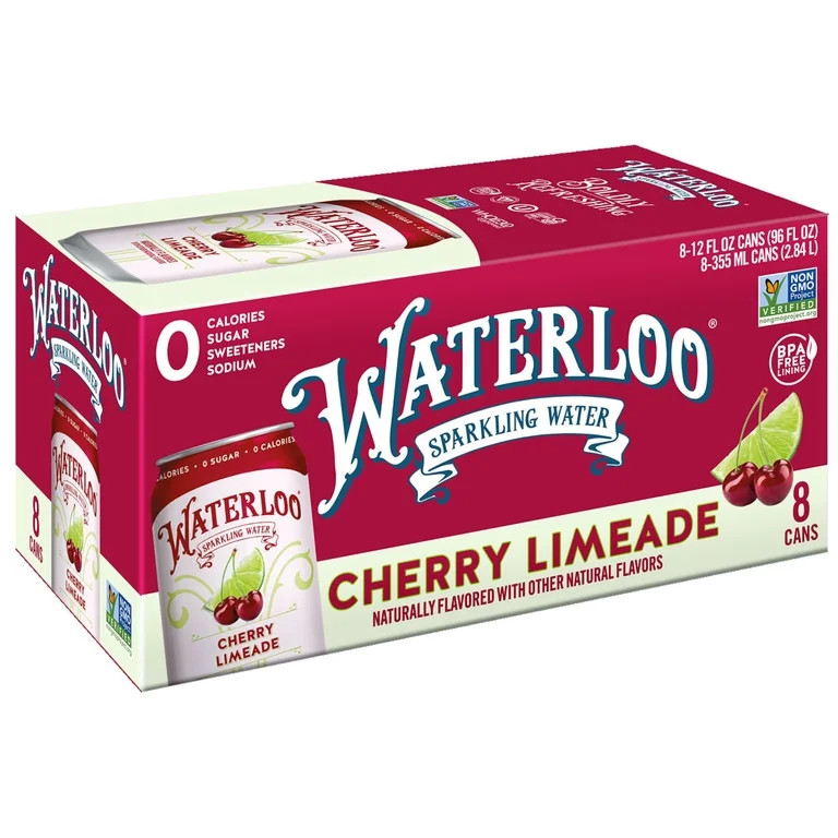 Waterloo Sparkling Water, Cherry Limeade, 12 fl oz, 8 Pack Cans | Walmart (US)