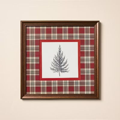 12"x12" Vintage Red Plaid Matte Tree Framed Wall Art - Hearth & Hand™ with Magnolia | Target