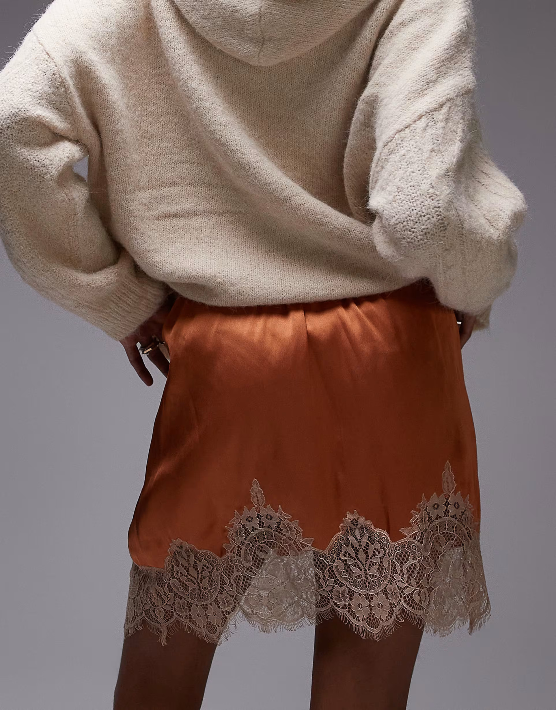 Topshop satin lace petticoat in rust with tea-stained lace | ASOS | ASOS (Global)