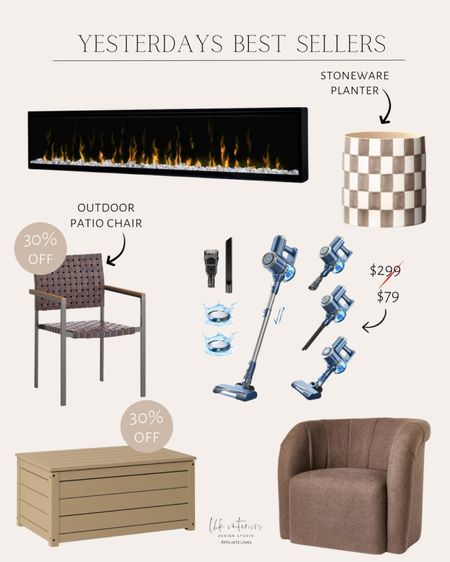 Yesterdays Best Sellers 
Stoneware planter / outdoor patio chair / cordless stick vacuum / curved back accent chair / electric place / outdoor coffee table 

#LTKSaleAlert #LTKHome